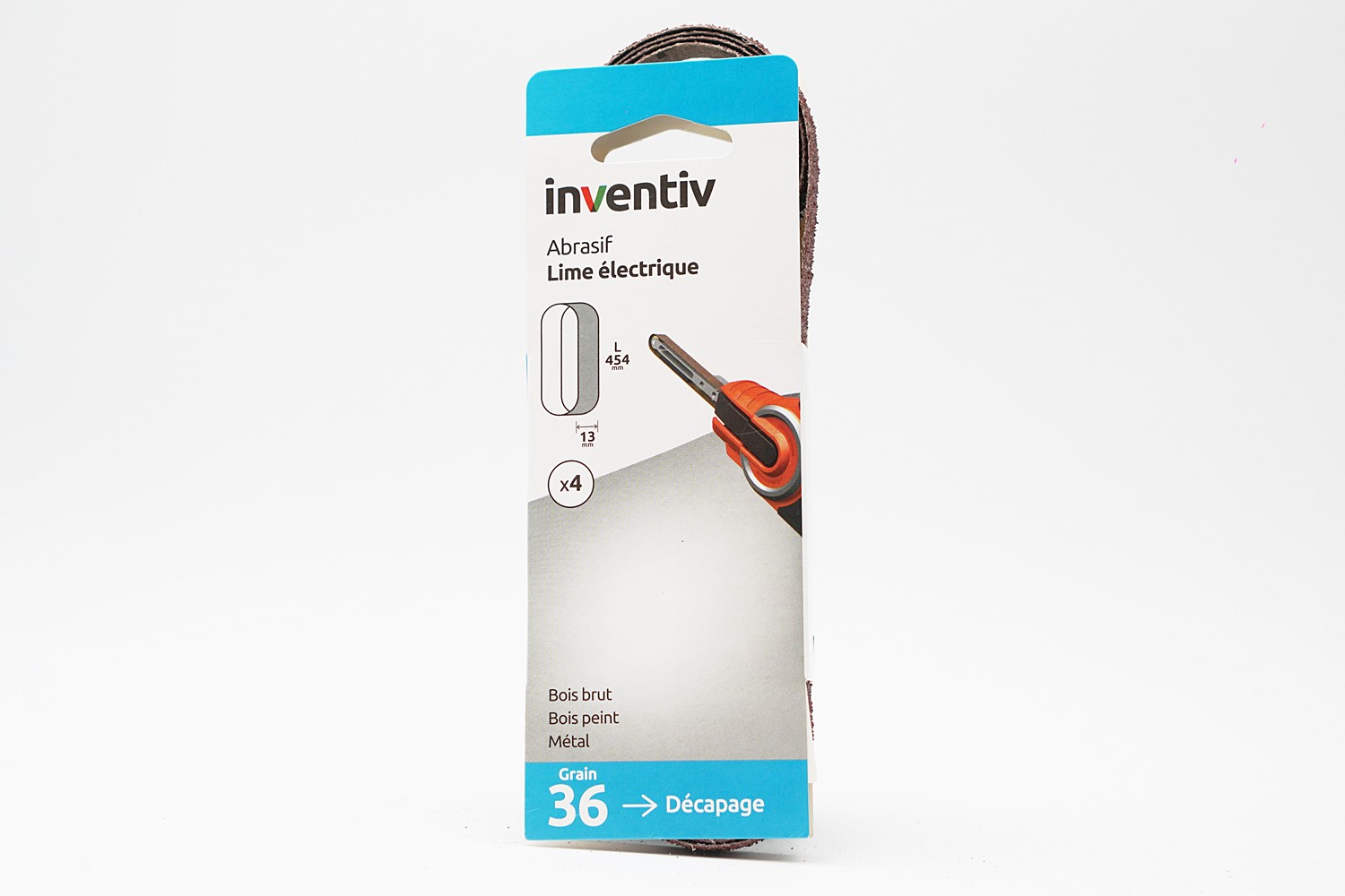 4 bandes abrasif ponceuse à bande 13x454mm Grain 36 - INVENTIV